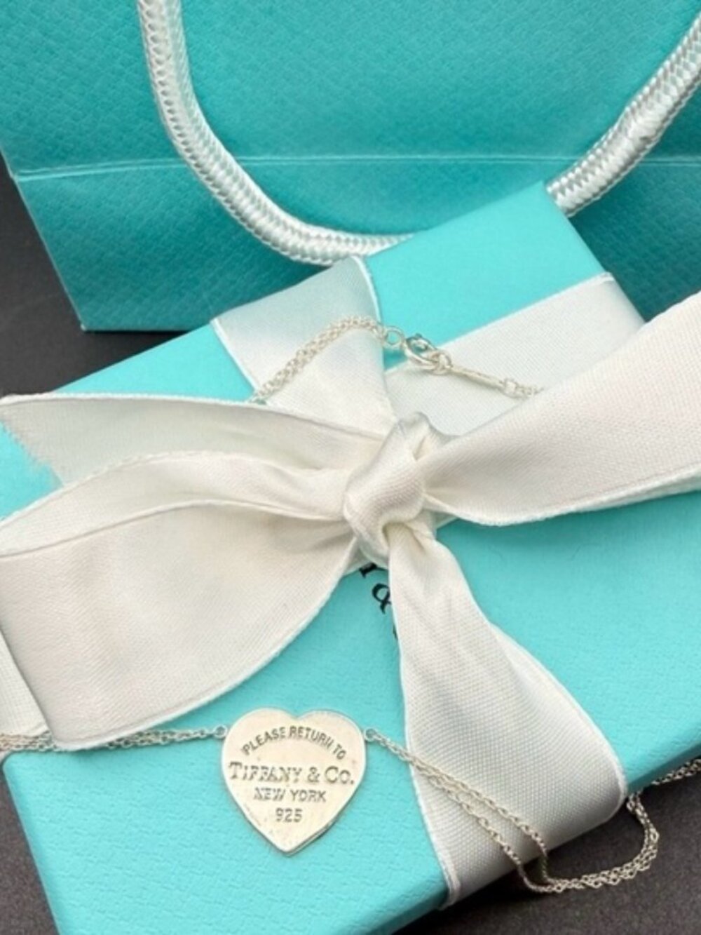 Vintage Tiffany & Co. Return to Tiffany Heart Tag Double Chain Pendant Necklace